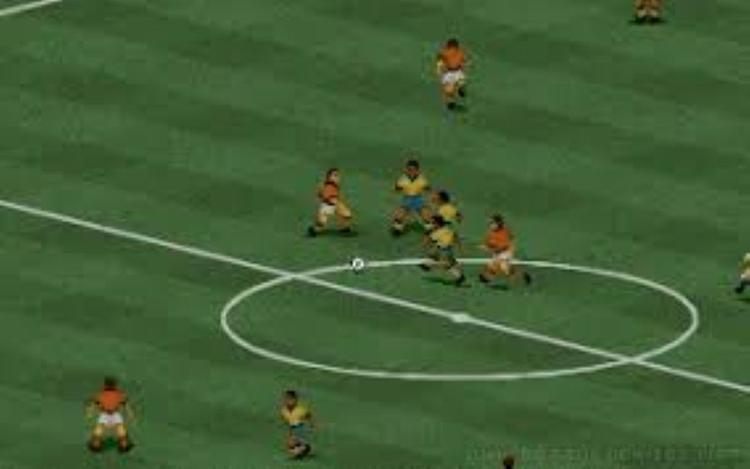 Gameplay screen of FIFA International Soccer (1/8)