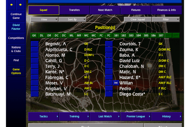 Gameplay screen of Championship Manager: Season 97/98 (4/8)