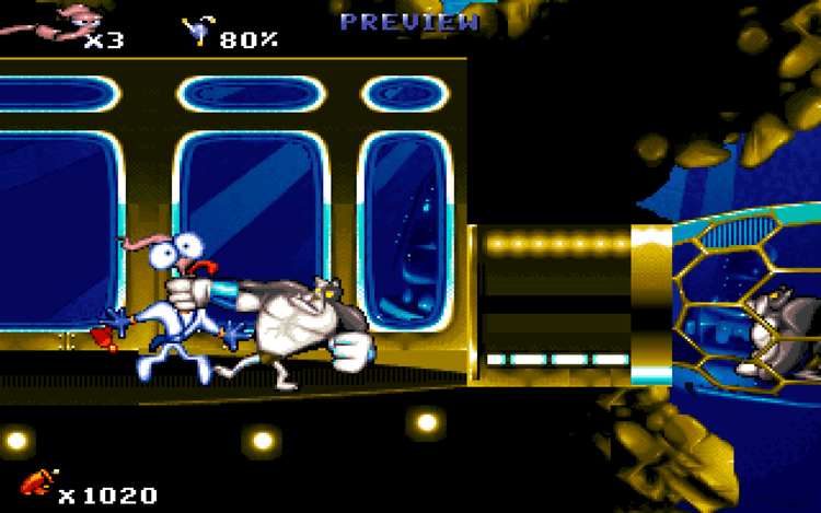 Gameplay screen of Earthworm Jim (1/8)