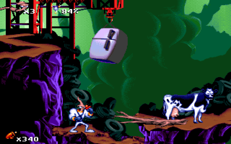 Gameplay screen of Earthworm Jim (3/8)