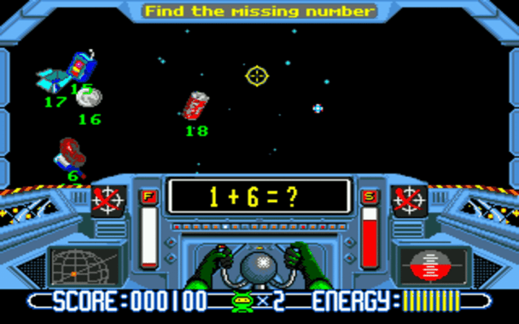 Gameplay screen of Math Blaster: Episode One - In Search of Spot (2/4)