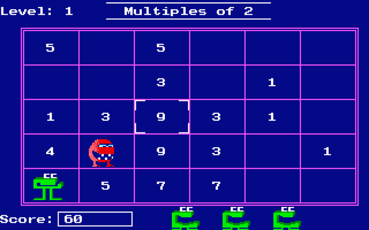 Gameplay screen of Number Munchers (6/8)