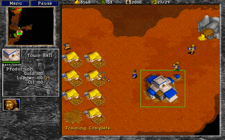 Gameplay screen of WarCraft II: Beyond the Dark Portal (3/8)